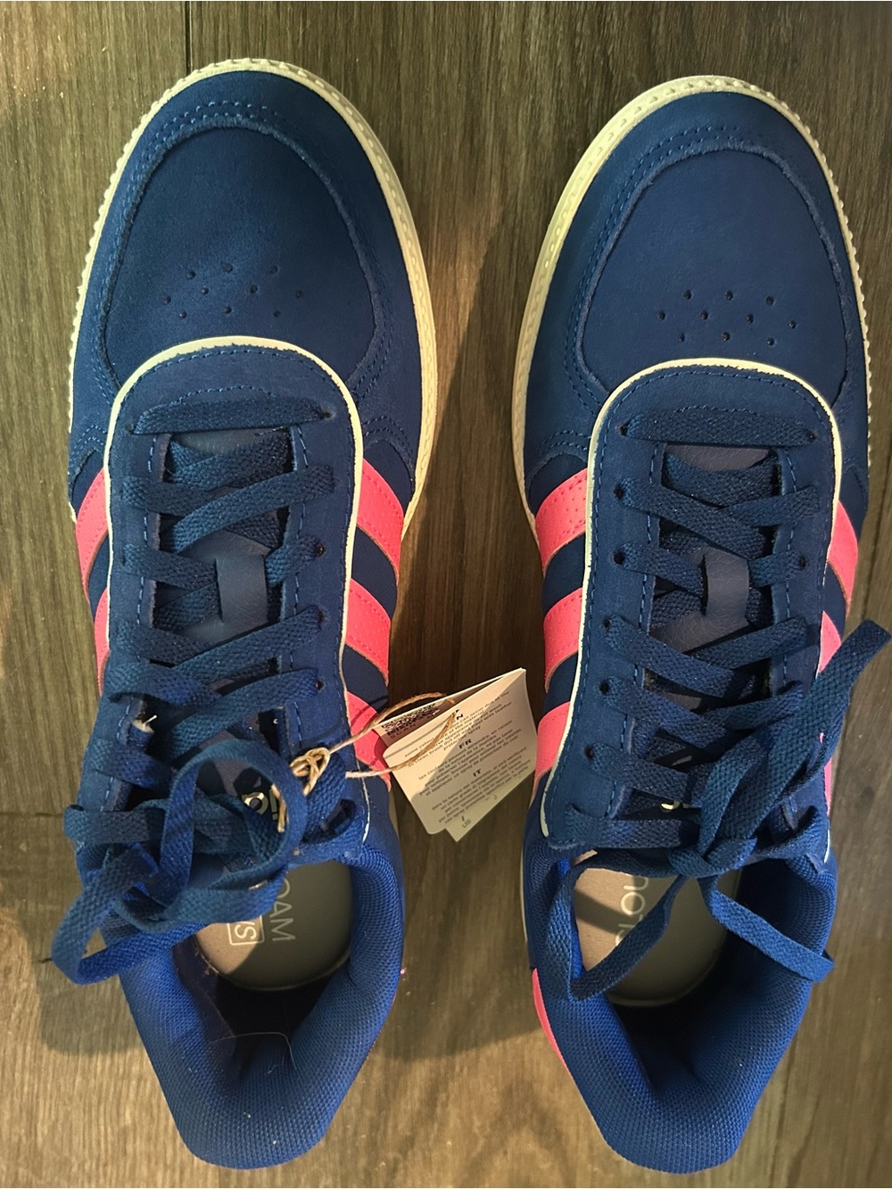 Adidas Women's Navy Blue Sneakers with Pink Stripes. 100% Authentic. NWT.